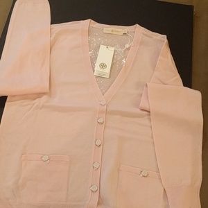 NWT Pink Tory Burch Shrunken Simone Cardigan